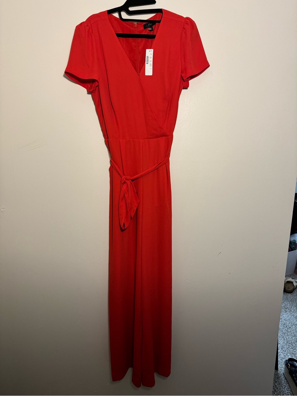 J. Crew Red Short Sleeve Wrap Jumpsuit Size 4 - Picture 1 of 8